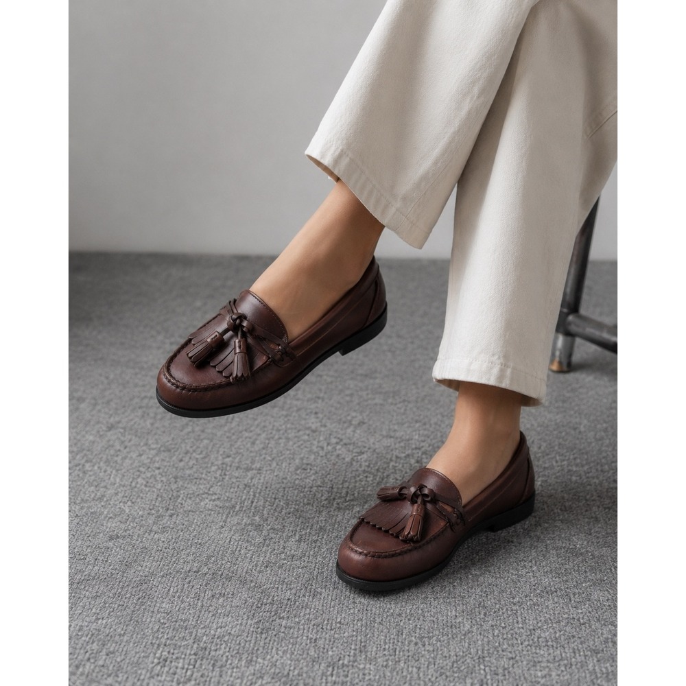 Sebago Womens 8 W Brown Leather Kiltie Tassel Loafers Made in USA 1022098S NEW